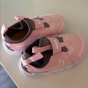 Nike Pink and White Sneakers with Velcro Straps